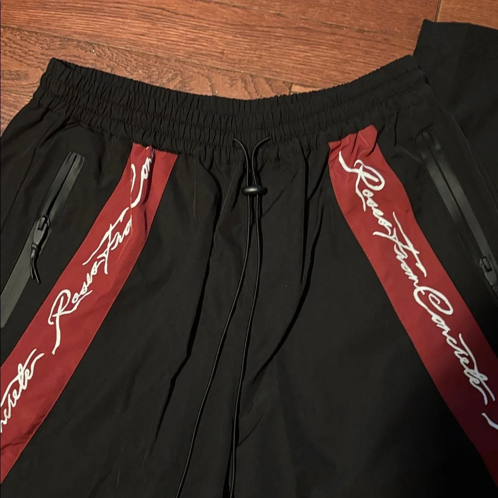 Civil Regime Black Track Pants with red Script Panels Sizd: Small NWOT - Picture 4 of 7